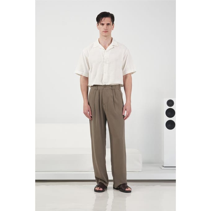 Hoge Taille Wijde Pantalon van Crepe met Plissé
