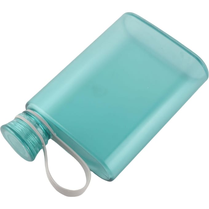 Platte Waterfles Plastic Lekdicht Transparant Vierkant Draagbaar Papieren Waterfles 380ml Blauw L blauw
