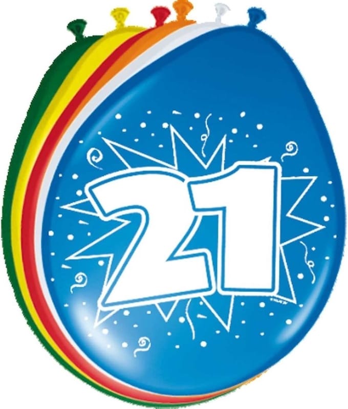 8x stuks Ballonnen versiering 21 jaar