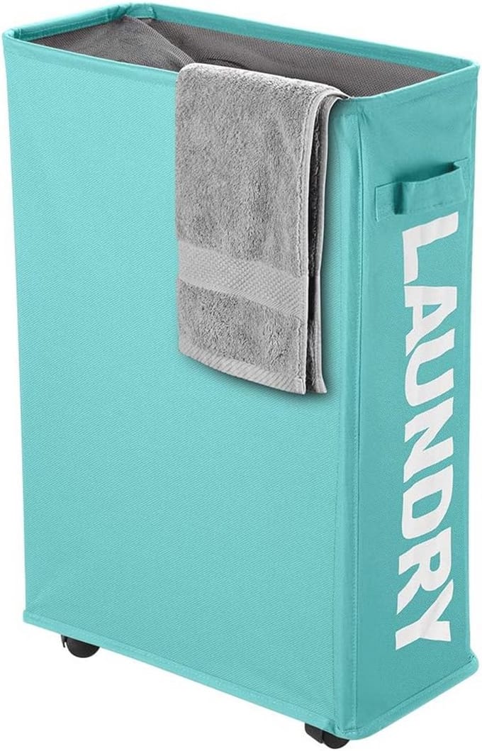 Wasmand met wieltjes en opvouwbaar ontwerp voor ruimtebesparing