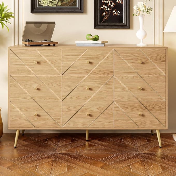 Ladekast - Commode - Opbergen - Geometric design - 120 x 39 x 80 cm - Natuurlijk