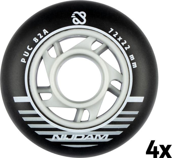 Nijdam Inline Skate Wielen Set - 72x24 mm - 4st - Black/Zwart