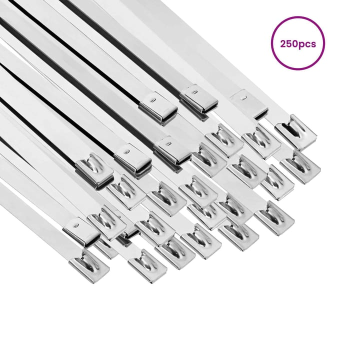 vidaXL - Kabelband - 250 - st - 7,9 - x - 200 - mm - zilver