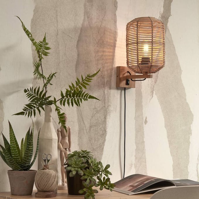 GOOD&MOJO Wandlamp Tanami - Rotan - Ø18cm - Binnen Modern