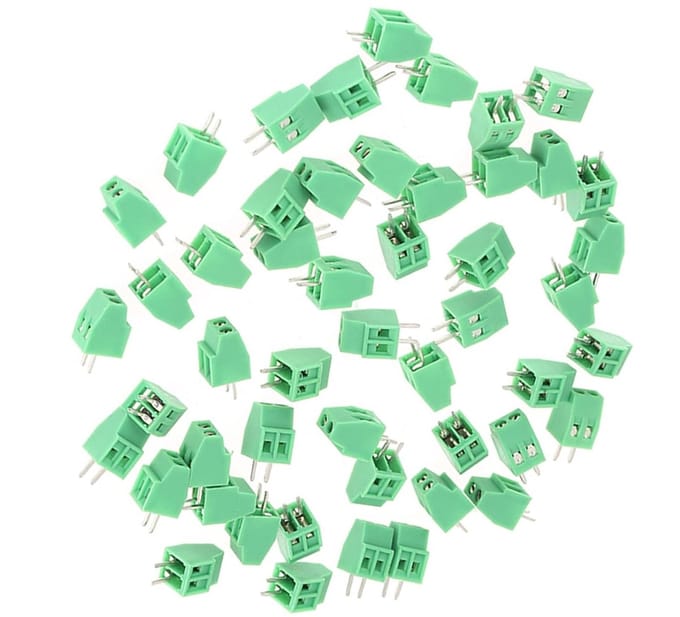 Dailygoods - 50 Stuks 2-polige Schroefklemmenblok voor PCB 2,54 mm Groen