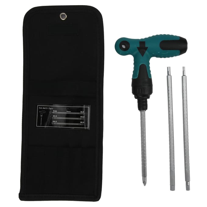 T-Type Telescopische Schroevendraaier Multitool Multifunctioneel Ratelstang Industriële Benodigdheden black