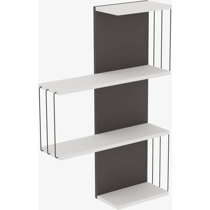 Asir Muurplank - Wit-Antraciet - 64 x 96 x 19 cm