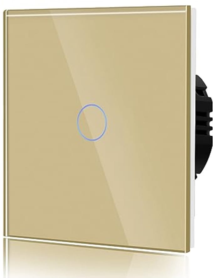 Touch Lichtschakelaar met Gehard Glas en LED Achtergrondverlichting - 1 Vak - Goudkleurig