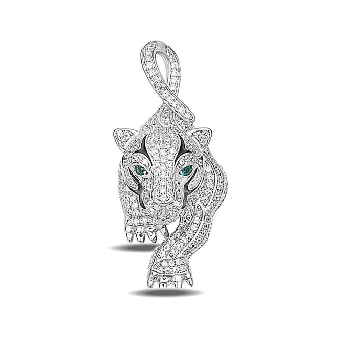 Juwelier Zwartevalk zilveren (gerhodineerd) panter hanger - 24.264