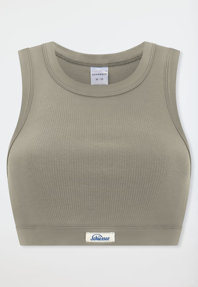 Bustier met fijne ribbel, jade - Revival Paula 36
