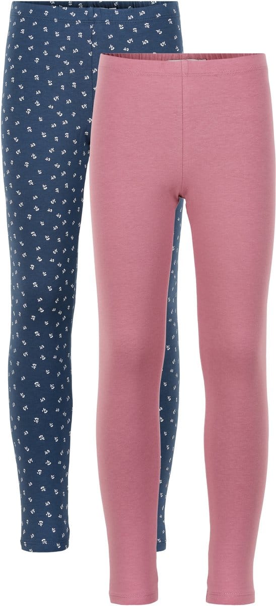 Minymo Leggings Basic Meisjes Katoen Roze/blauw 2 Stuks Maat 92