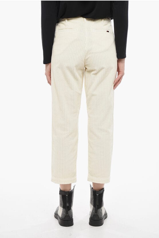 Corduroy broek met wijde pijpen in het wit