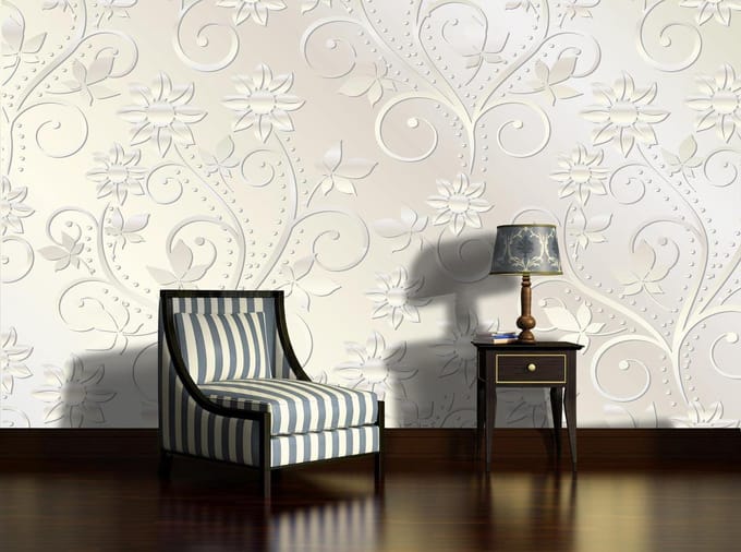 Abstract Pattern Flowers Vintage Photo Wallcovering