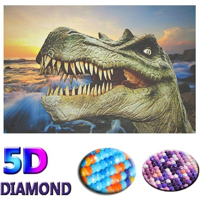 Peinture diamant dinosaure, image complète, perceuse ronde, broderie diamant, point de croix 20X30CM gray