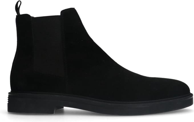 Manfield - Heren - Zwarte suède chelsea boots - Maat 43