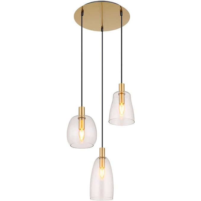 Globo - hanglamp - Garri - messing - glas - Ø 43cm - E14 - 15789-3HM