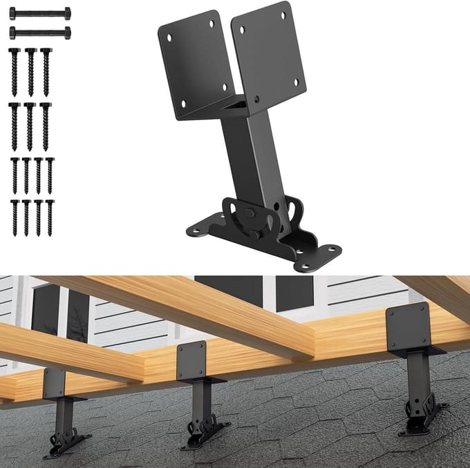 Dakverhoger Beugels - Pergola Beugels - Terras Overkapping - Verstelbare Hoek - 1.4 kg - Zwart