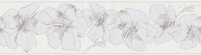BLOEMEN BEHANGRAND - Bruin Grijs Wit - Bloemenmotief - AS Creation Only Borders
