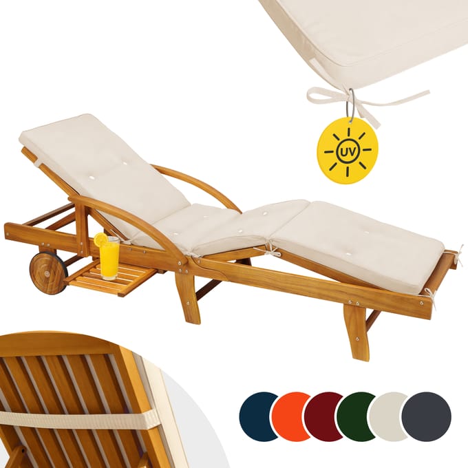Detex Ligbedkussen - Weerbestendig UV bestendig 195x55x5cm - Crème