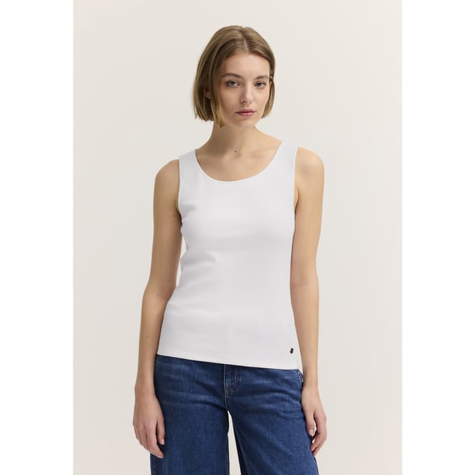 Bugatti Damen Top van katoen-stretch met ribbelpatroon