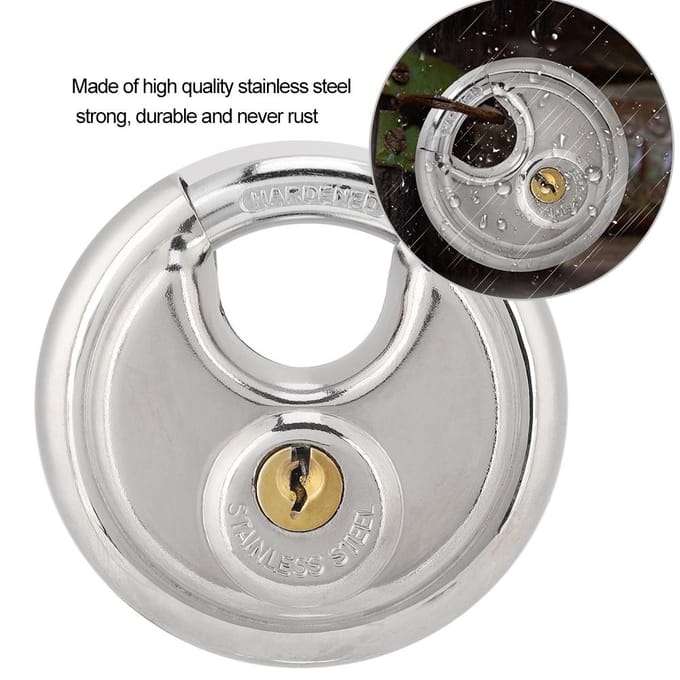 Cadenas à clé rond en acier inoxydable pour extérieur, entrepôt, clôtures, serrures de placard white