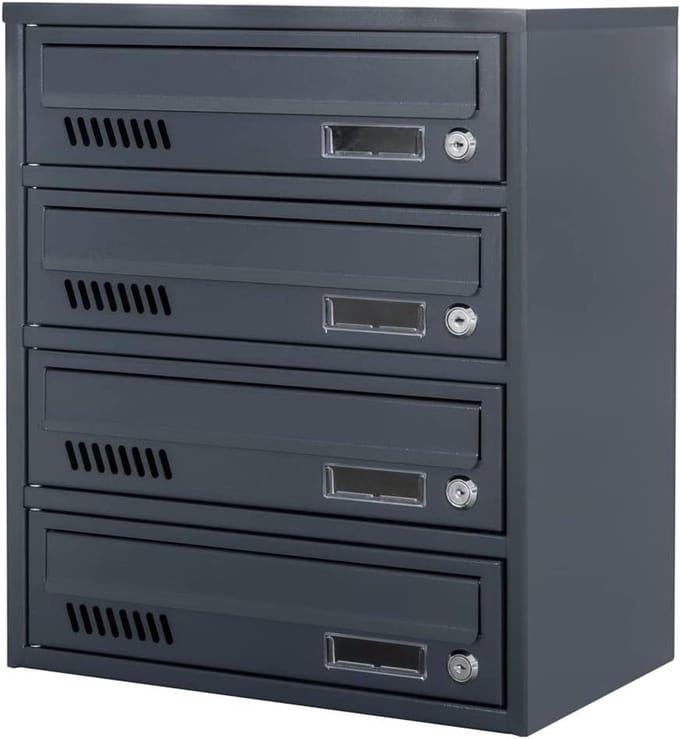 Brievenbus Systeem - Postkast - Post Ontvangen - Vandaalbestendig Staal - 4 Deuren - Antraciet
