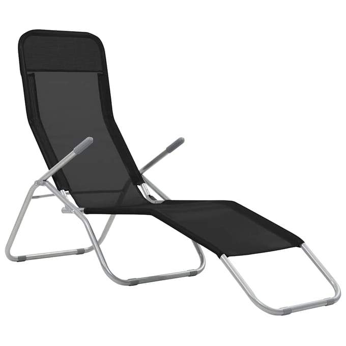 vidaXL - Ligbedden - inklapbaar - 2 - st - textileen - zwart