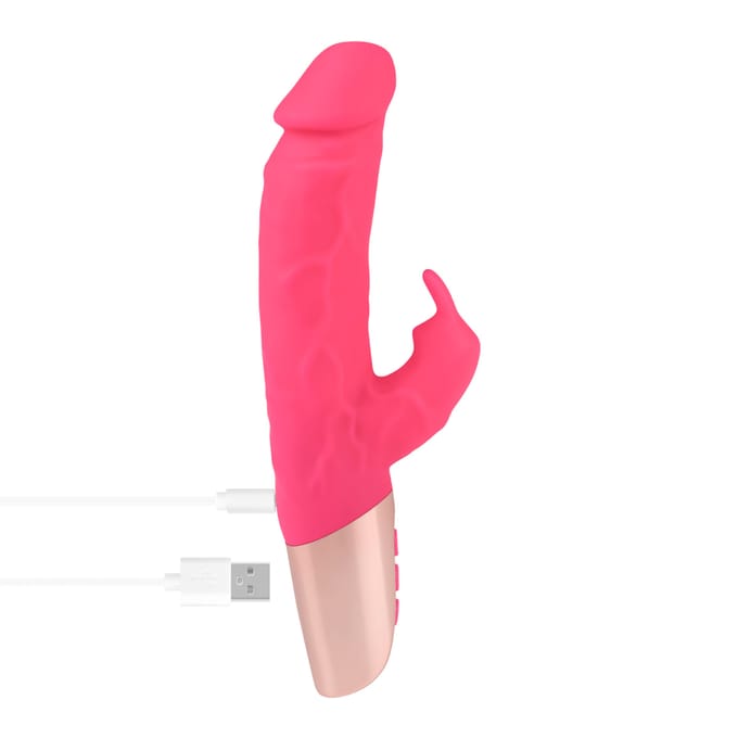 Natuurlijke rabbitvibrator van siliconen, 22 cm