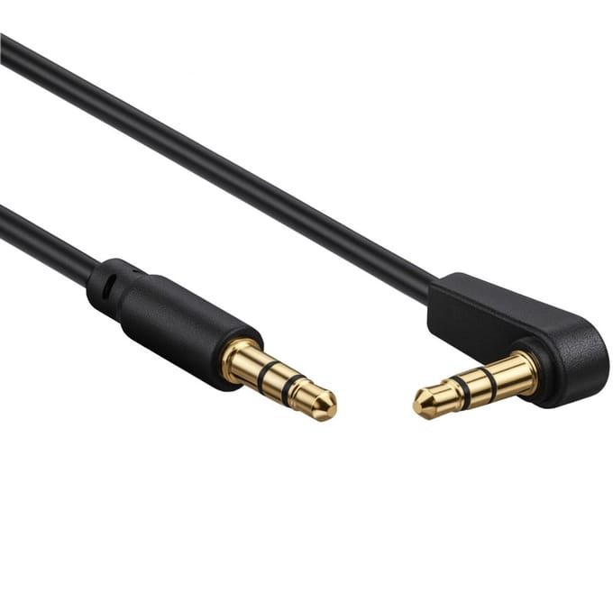 Pro AUX Audio connector cable 3.5 mm stereo 3-pin slim CU angled