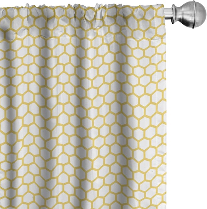 ABAKUHAUS Geel-Wit Gordijnen – 2x75x175 cm – Microfiber, Halfdonkerend