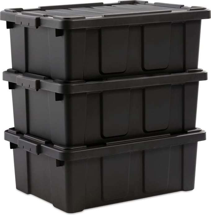 IRIS Powerbox Robuust Opbergbox - 43L - 100% Recycled Kunststof - Zwart - Set van 3