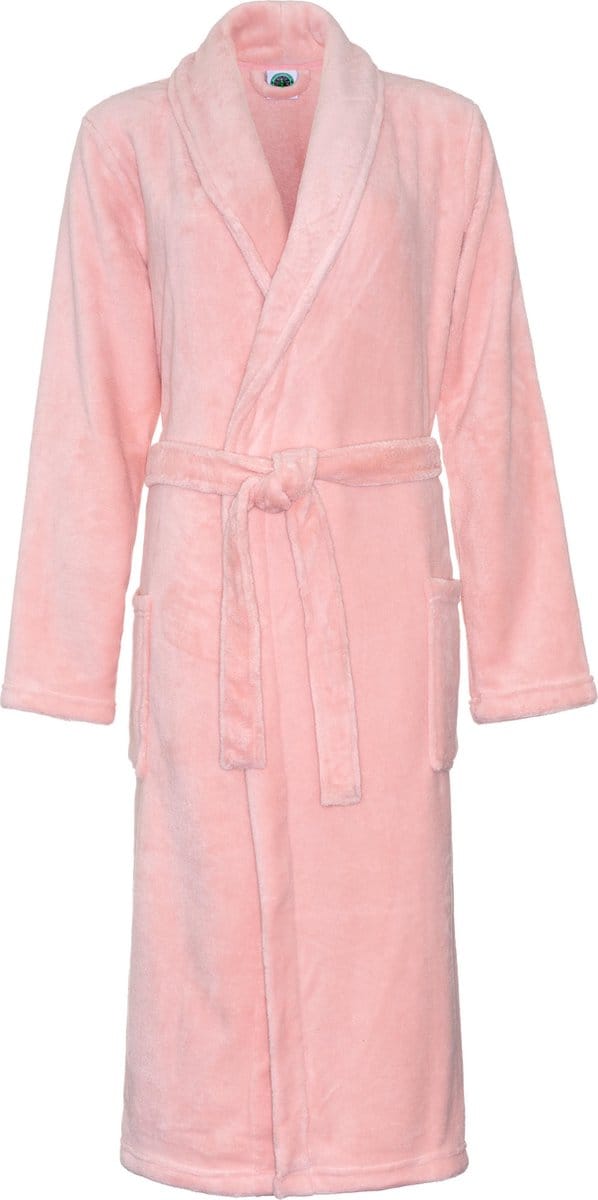 Dames badjas fleece – sjaalkraag – oudroze badjas dames - maat S/M