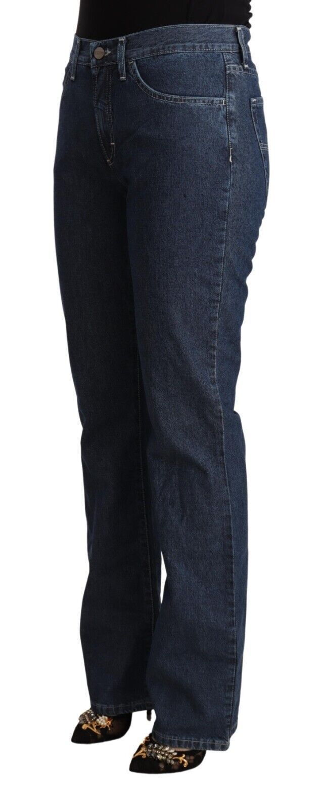 GF Ferre Blauw Katoenen Middelhoge Flared Denim Jeans