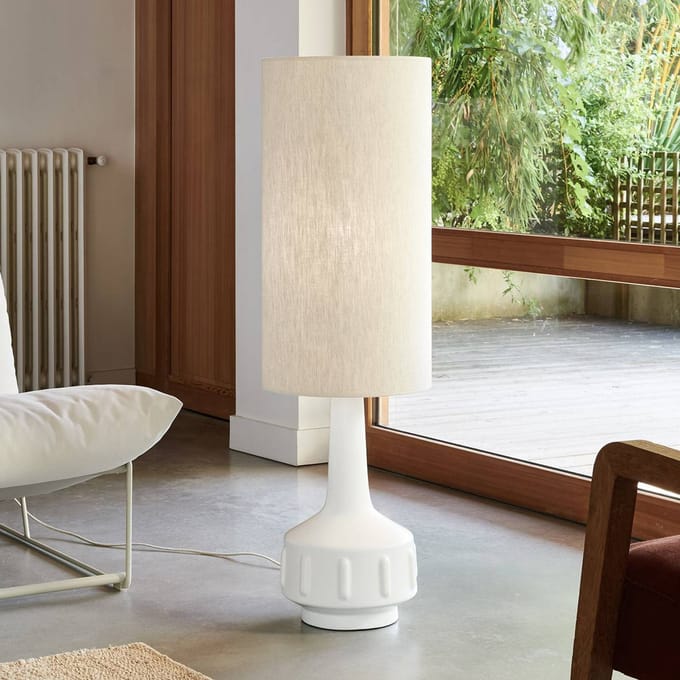 MARKET SET vloerlamp Jimmy, wit/beige, hoogte 121 cm