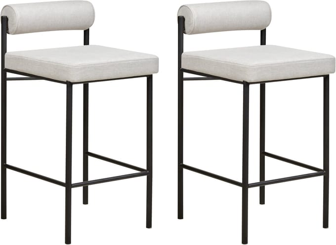 AMAYA - Barkruk set van 2 - Lichtgrijs - Polyester