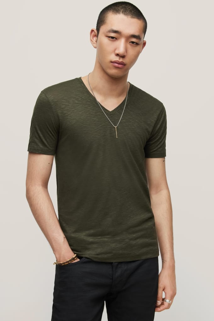 John Varvatos Astor Regular Fit Ss V-n Kelp Taglia: M | Magliette basic Outlet | Uomo