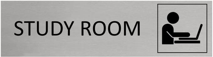 CombiCraft Aluminium deurbordje Study room 165x45mm met tape - per stuk