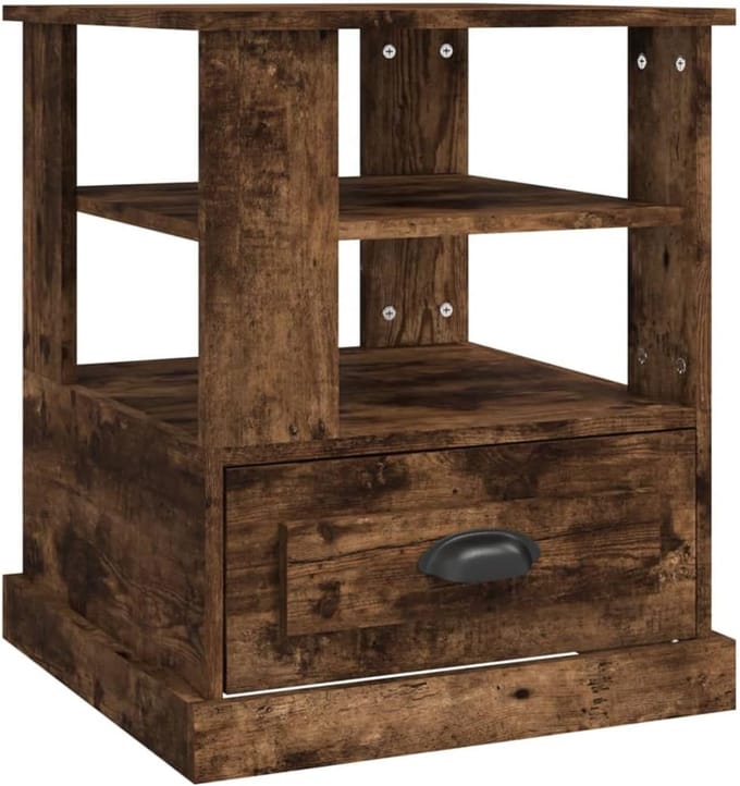Houten bijzettafel gerookte eik 50x50x60 cm – Rustieke salontafel