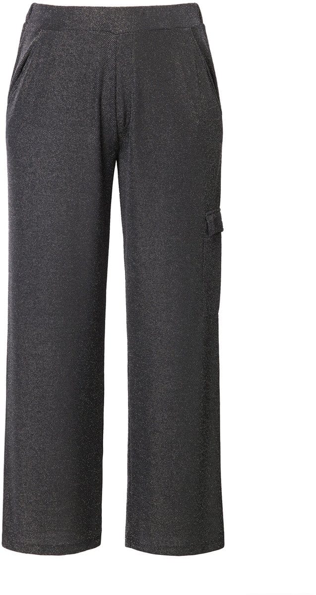 MIAMODA - Dames - Cargobroek straight fit glittereffect - Zilver - Maat 56