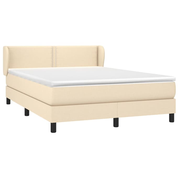 vidaXL - Boxspring - met - matras - stof - crèmekleurig - 140x200 - cm