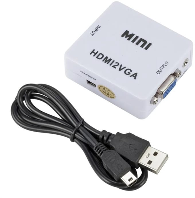 New Age Devi - HDMI to VGA Full HD Video Converter with Audio - White