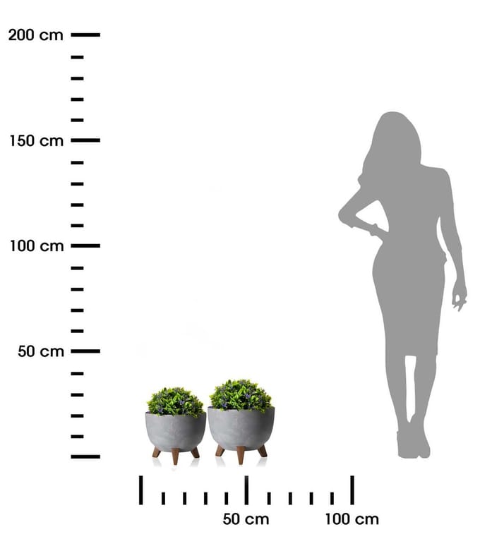 HowHomely Rosa Linea - Bloempot - Grijs Beton - UV-bestendig