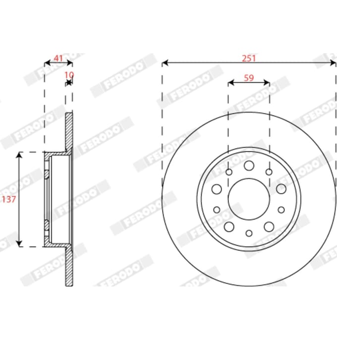 Remschijf FERODO DDF2777C achter, compleet, 2 stuk