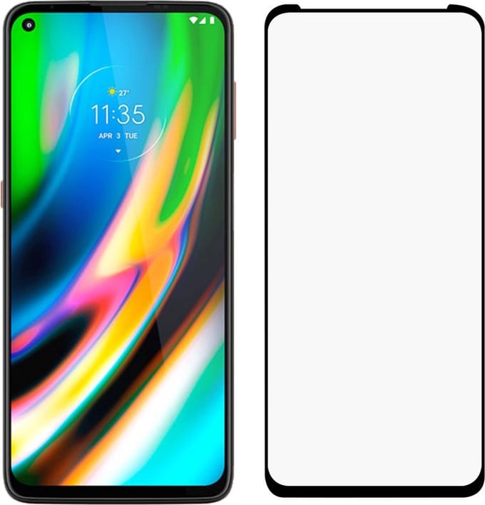 Full Cover Full Glue 9H Glass Screen Protector for Motorola Moto G9 Plus _ Black