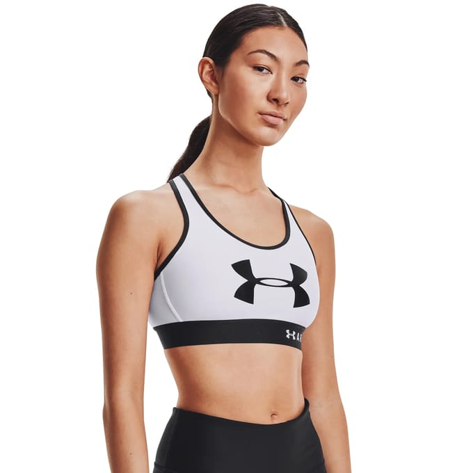 Under Armour Mid Keyhole Graphic Bra, Vrouwen, Wit, Sport Beha, maat: XS