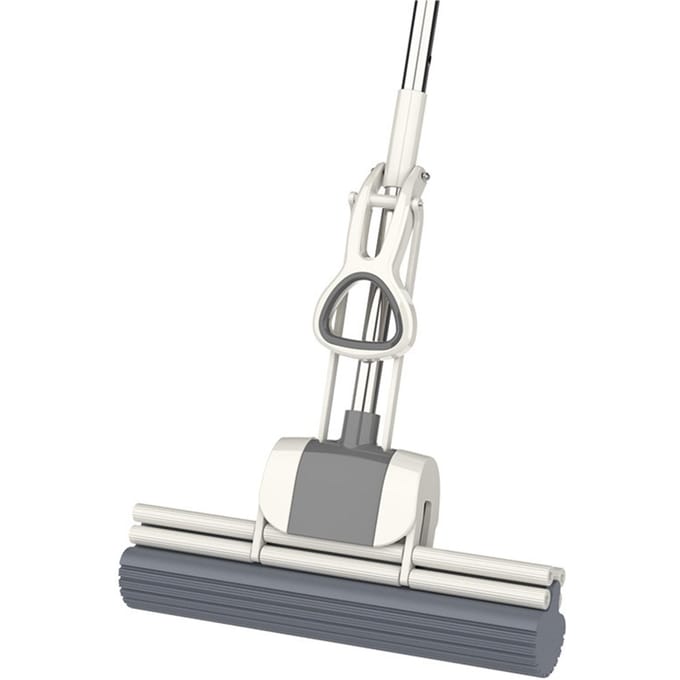 Roller Spons Mop Lichtgewicht Handenvrij Multifunctioneel Knijp Roller Mop voor Thuis white