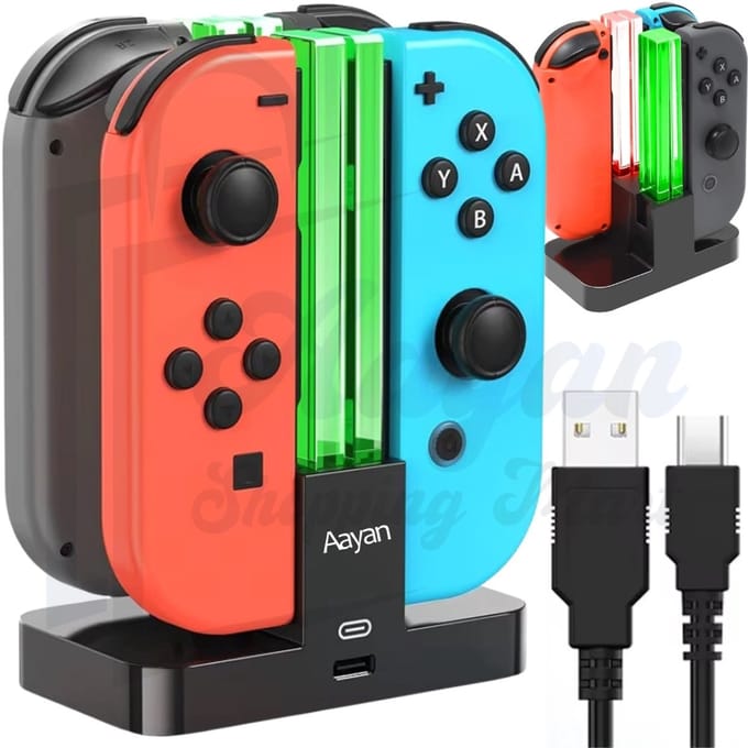 Joy-Con Oplaadstation – Laad 4 Controllers Tegelijk – USB - C Dock met LED Indicator – controller oplader switch – joy con laadstation – 87634