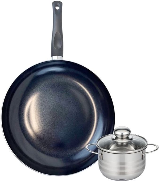 Set van 1 Koekenpan 28 cm en 1 braadpan 12 cm Elo Prima Glanzend