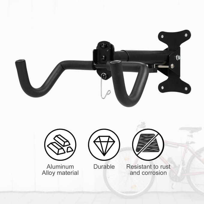 Muurbevestiging voor Fietsen Aluminiumlegering Verstelbare Fietsmuurhanger Limietgewicht van Haakgedeelte zwart