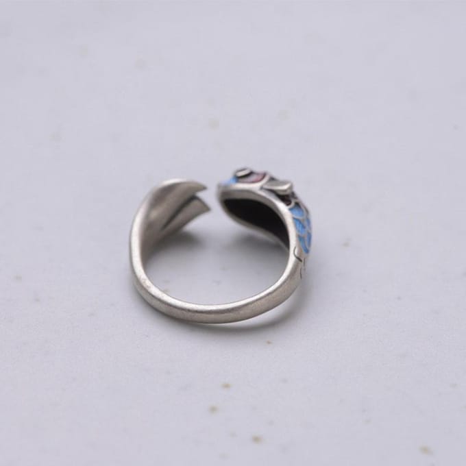 Eenvoudige Temperament Koi Ring, Emaille Creatief Ontwerp Verstelbare Ring, Dames Witte Gelukbrengende Sieraden resizable